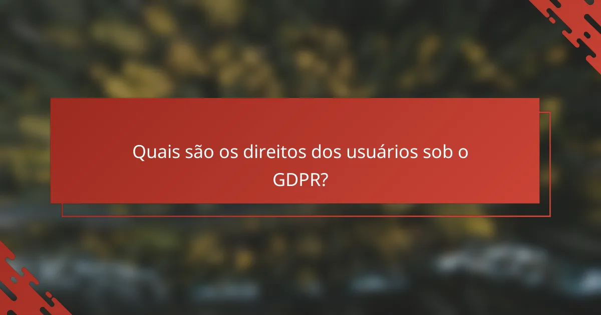 Quais são os direitos dos usuários sob o GDPR?